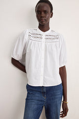 CHRISTY OPENWORK COTTON BLEND SHIRT
