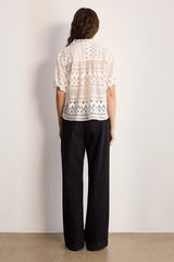 CAMIE SHORT SLEEVE LACE SHIRT