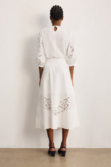 NAOMI EMBROIDERY COTTON MAXI SKIRT