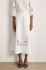 NAOMI EMBROIDERY COTTON MAXI SKIRT