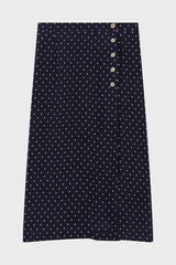 NAYANE BUTTONS POLKA DOT MIDI SKIRT
