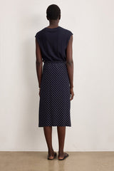 NAYANE BUTTONS POLKA DOT MIDI SKIRT