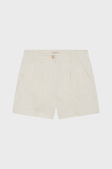 BAHYA ECRU DENIM PLEATED SHORTS