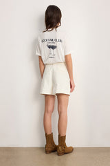 BAHYA ECRU DENIM PLEATED SHORTS