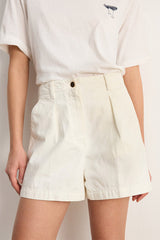 BAHYA ECRU DENIM PLEATED SHORTS