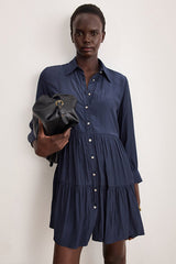 AMANCE SHORT RUFFLED SHIRT DRESS