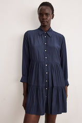 AMANCE SHORT RUFFLED SHIRT DRESS