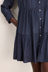 AMANCE SHORT RUFFLED SHIRT DRESS