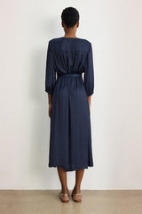 ALIAA CROSS OVER NECKLINE SATIN DRESS