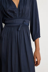 ALIAA CROSS OVER NECKLINE SATIN DRESS