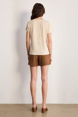 TINAEL NATURAL VNECK LINEN LUREX TSHIRT