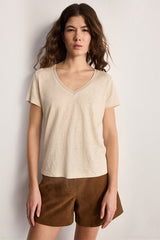 TINAEL NATURAL VNECK LINEN LUREX TSHIRT