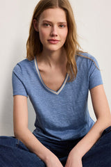 TINAEL BLUESKY VNECK LINEN LUREX TSHIRT