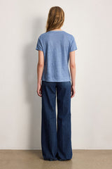 TINAEL BLUESKY VNECK LINEN LUREX TSHIRT