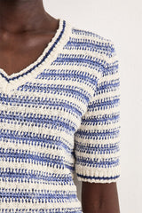 LEANE LUREX STRIPED VNECK SWEATER