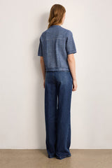 LISA SHORT SLEEVED JEANS EFFECT CARDIGAN