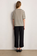 LORY STRIPED CROCHET POLOSHIRT