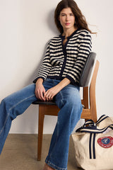 LUISA STRIPED CROCHET CARDIGAN