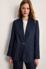 MAYSSA LINEN HERRINGBONE SUIT JACKET