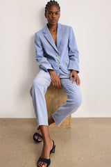 MARWA STRIPED LINEN MIX SUIT JACKET