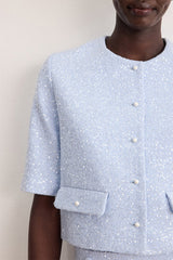 MARJOLENE SHORT COLLARLESS SEQUINED JACKET