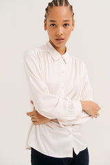 LENIE WHITE FLUID SATIN SHIRT