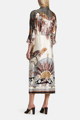 PEGNO FEATHER PRINT SHIRT DRESS