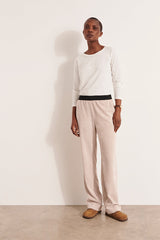 PELVET12 BEIGE STRAIGHT TROUSERS