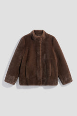 AMBA BROWN SHORT FAUX FUR COAT
