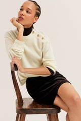 ROSAL GOLD-TONE BUTTONS WOOL SWEATER