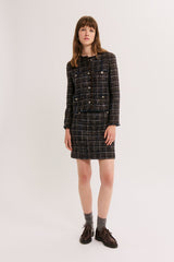 JESSY COLLARLESS MULTICOLOR TWEED JACKET