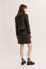 JESSY COLLARLESS MULTICOLOR TWEED JACKET