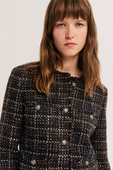 JESSY COLLARLESS MULTICOLOR TWEED JACKET