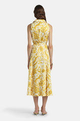 PIAGGE YELLOW FLORAL SLEEVELESS MAXI DRESS