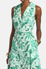 PIAGGE GREEN FLORAL SLEEVELESS MAXI DRESS