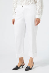 PIETRA WHITE STRETCH CROPPED TROUSERS