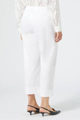 PIETRA WHITE STRETCH CROPPED TROUSERS