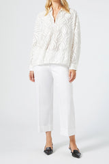 PIETRA WHITE STRETCH CROPPED TROUSERS