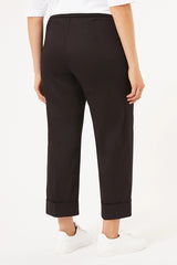 PIETRA BLACK STRETCH CROPPED TROUSERS