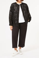 PIETRA BLACK STRETCH CROPPED TROUSERS
