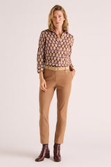 PLUVIER88 BROWN STRETCH COTTON 7/8 TROUSERS