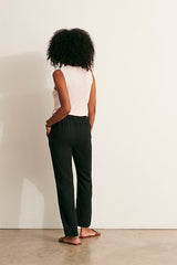 PRALIN11 BLACK STRAIGHT LINEN TROUSERS