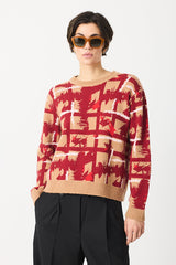 GEOMETRIC ABSTRACT PRINT JACQUARD SWEATER