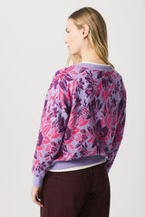 FLORAL JACQUARD DROP SLEEVE SWEATER