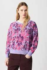 FLORAL JACQUARD DROP SLEEVE SWEATER