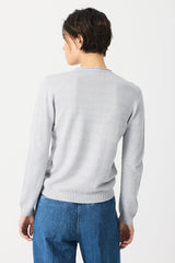 GREY TEXTURED DROPS V-NECK SWEATER