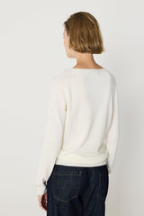 ECRU DOTTED TEXTURE BOATNECK SWEATER