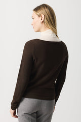 BROWN DOTTED TEXTURE BOATNECK SWEATER