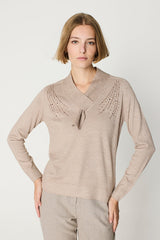 TIE-NECK HOTFIX SWEATER