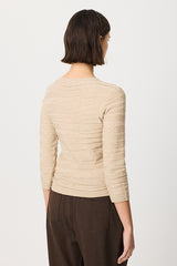 KNITTED TEXTURE 3/4 SLEEVE SWEATER
